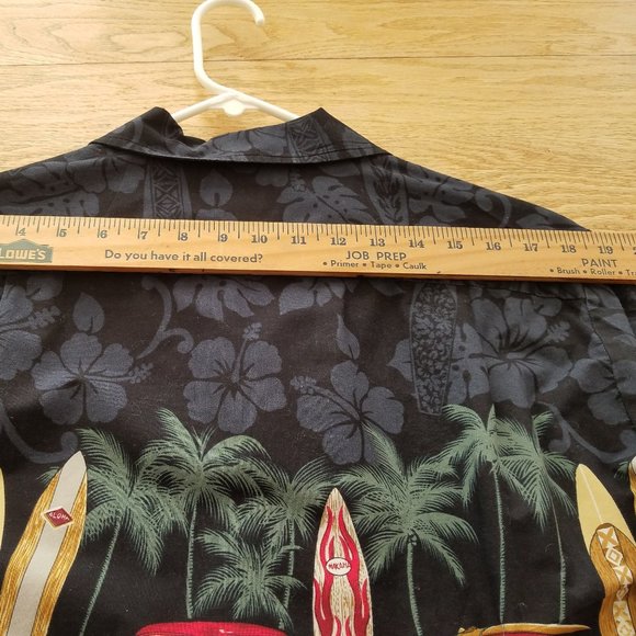 Hawaiian Reserve Collection Mens Black Woody Surf Floral Large L Shirt EUC - Picture 7 of 7